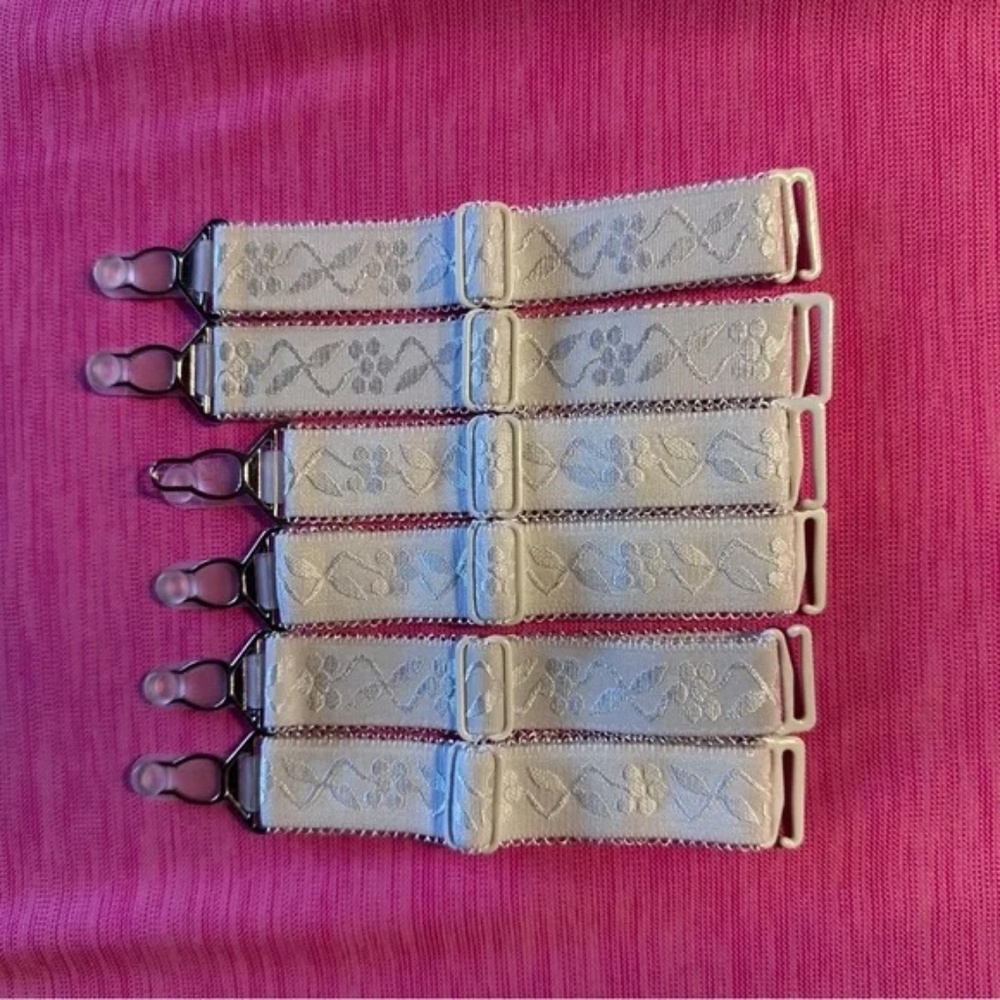 A set of 6 garter belt replacement  straps 18mm wide, 5” to 7 3/4” long